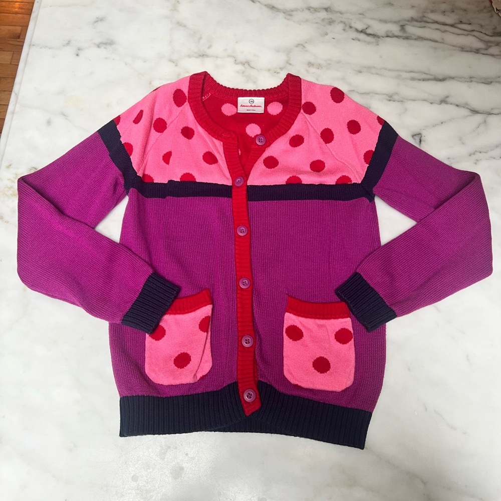 Hanna Andersson Pink and Purple Polka Dot Girls Sweater